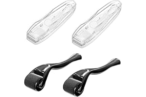 KGJAXF 2Pcs Derma Roller 1.5mm with 2pcs Boxes, Beard Roller Microneedling Roller with 540 Needles, Beard Roller Microneedling Roller for Growth, Derma Roller for Stimulate Beard and Hair Growth