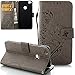 Produktbild Huawei P8 Lite(2017) Flip Case ISENPENK Für Huawei P8 Lite(2017) Klapp Hülle Leder Muster Blume Schmetterling [Grau] Original Magnet Bookstyle Wallet,Tasche Mit Gürtelclip Leder PU Lederhülle Schale Standfunktion Etui Schutzhülle Credit Card Slots Case Schutzhülle
