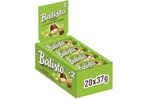 BALISTO - Barre Biscuit Céréales et Chocolat au Lait Muesli - 20 x 37g - Goût Noisettes Raisins - Boite de Barres Chocolatées - Grand Format - 740g