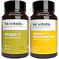 HealthKart hk vitals Omega 3 Fish Oil Supplement & Calcium, Magnesium and Zinc with Vitamin D3 (60 Tablets Each) Combo Pack|1000mg Omega 3 with 180mg EPA and 120mg DHA