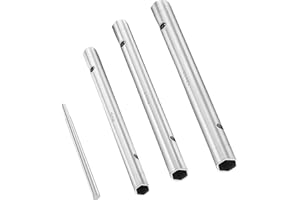 Pavlleen Set 4 Chiavi a Tubo Doppia 8x9/10x11/12x13mm Lunghezza Extra con Barra Tommy e Perno, Acciaio Utensili per Dadi Esagonali e Rubinetti Lavabo/Lavandino, Installazione Sottobanco ZYT186