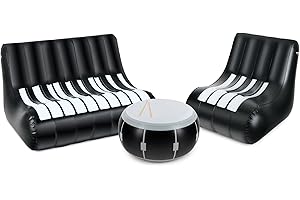 ‎STAGECAPTAIN Stagecaptain IF-Set Aufblasbares Loungemöbel-Set - Sitzgarnitur aus PVC - Bestehend aus einem Tisch, einem Sessel und einem Sofa - Ideal für Festivals, Camping, Garten, Proberaum oder Wohnzimmer