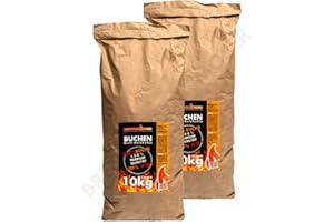 MOMO FING 20 kg Barbecue charbon de bois 100% hêtre, qualité supérieure, Charbon Convient également pour Lotusgrill Barbecue, 2 x Sac de 10 kg, livraison gratuite