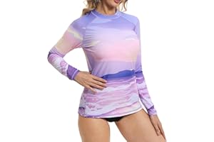SURFEASY Womens Rash Vest Long Sleeve Ladies Sun Protection Swim Shirt Rash Guard Tops Swimsuit