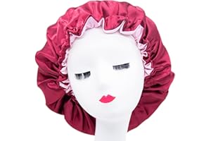 DOANTE 1 Pezzi cuffia seta capelli ricci,Cappello da Notte Raso,appello da Notte per Donna,cuffia di seta per la notte capelli ricci,Cuffia da Notte in Raso Elasticizzato,per la Cura dei Capelli(Claret)
