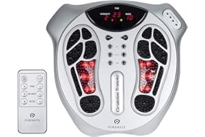 PureMate PM605 Electromagnetic Foot Circulation Massager & Body Therapy Machine, 99 Kinds of electromagnetic Wave Intensity,15 Massage Modes, Remote Control