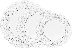 XWYDZ 150-Piece Set Paper Doilies Lace Round, Doilies Lace Paper, Doilies | 3 Sizes (6.5” 7.5” 8.5”) | White Decorative Placemats for Wedding Party Buffet Table Decorations, Dessert Displays, Table Settings