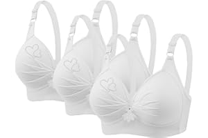 Nuaoxyeu 3 Pack Bras for Women Non Wired V Neck Bras Adjustable Strap Bralette Back Fastening Stretchy Tank Tops Cozy Breathable Push Up Brassiere Casual Underwear Seamless Full Cup Bras