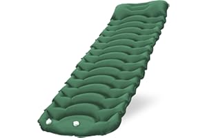 CIXMUS Colchón ergonómico aislado Para acampar de 10 cm - Bomba de Pie incorporada - Matelas Gonflable Compact et léger pour la randonnée, Les Voyages, la randonnée, la Tente (Vert)