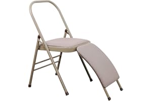 InnoLife Yoga Auxiliary Chair with Lumbar Back Support for Iyengar Foldable Balance Training (Grey)