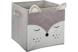 ATMOSPHERA CREATEUR D'INTERIEUR Cestino 29x29cm in velluto grigio con volpe