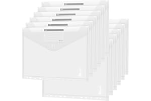 ‎AGOER Dokumententasche A4 30 pack- Transparent Druckknopf A4 Dokumentenmappe Sammelmappen für Dokumente Organisieren mit Binderlöcher und Etikettentasche wasserdicht