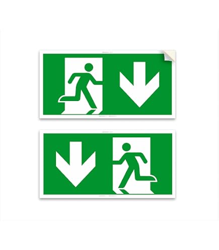 Cartello Uscita Antincendio Vsafety | Faretto Destra 100x300 Mm | Fotoluminescente Glow In Dark | Plastica 1 Mm Con Adesivi