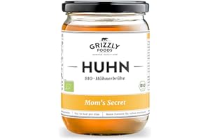 ‎GRIZZLY FOODS Grizzly Foods • BIO Hühnerbrühe (6 x 500ml) • 100% natürlich • Ohne Zucker & Geschmacksverstärker • Lange gekocht • Wertvolle Nährwerte • Fleischbrühe, Fond, Bouillon
