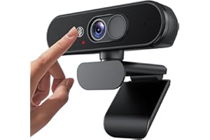 Aurolumiz Webcam 1080p FHD avec muet et couvercle double protection de la vie privée, microphone cristallin, image naturelle, trépied extensible, pour PC, ordinateur portable, zoom, équipes, Windows
