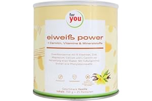 ‎FOR YOU for you Power Eiweiß-Pulver nach Dr. Strunz Vanille 750g - gut lösliches Mehrkomponenten Eiweiß: Molke, Soja-, Milch-, Hühnerei-Protein + L-Carnitin Vitamine Mineralstoffe - Chemical Score 156