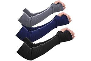 Novawo Wool Blend Warm Arm Warmers Long Fingerless Gloves for Women