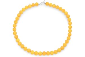 BLING JEWELRY Collar clásico simple hecho a mano con cuentas redondas de piedras semipreciosas de 10MM, estilo gargantilla, joyería occidental para mujeres con cierre de palanca de 15, 17, 19 pulgadas.