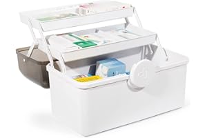 Theo&Cleo Boîte de rangement pour médicaments, boîte à pharmacie domestique, grande valise à pharmacie (blanc)