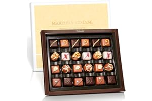 ‎PRALINENCLUB Pralinenbote Genussmanufaktur - Marzipan Auslese mit 24 handgefertigten Pralinen deutscher Chocolatiers, das Pralinen Geschenk