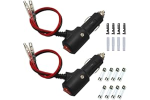 GTIWUNG 2 Pezzi Spinotto Presa Accendisigari Auto con interruttore, 12V Auto Accendisigari Cavo, Maschio Presa Accendisigari Adattatore con 27CM 14AWG per Auto,SUVs