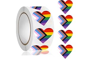 NOJGAC LGBTQ Pride Stickers, 500 PCS Rainbow Stickers, Heart Shape Gay Pride Stickers Pride Accessories Colourful Party for Pride Month Party LGBTQ Party Parades and Festival Celebrations, (TZ)