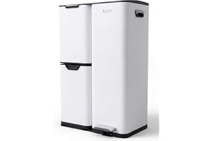 Bayt Kitchen Dustbin 60L - Trash Can 3 Compartments for Waste Separation - Stainless Steel - Recycled Trash Can