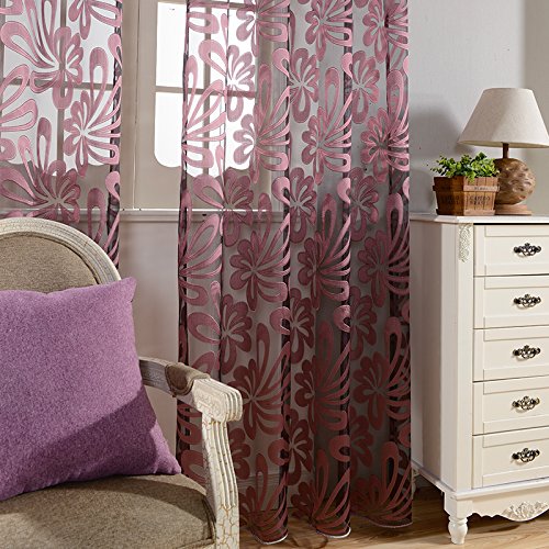 Top Finel Window Net Voile Curtain Panel Geometric Pattern,Grommets,Single Panel (90