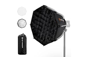 K&F Concept Mini Parabol Softbox 40 cm, Quick Release Parasol Octagon Softbox z kratką Honeycomb + miękki dyfuzor + torba do noszenia, ośmiokątny softbox Bowens Mount do COB Video Light