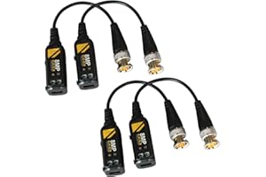 Bealuffe Balun per Telecamere Video Balun BNC UTP Connettori, Ricetrasmettitore CAT5/5E/6 per CVI/TVI/AHD/CVBS HD Telecamere 720P 1080P 4MP 5MP 8MP (4 Pezzi)