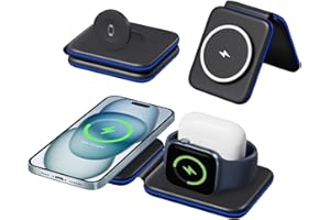 APETIY Bezprzewodowa ładowarka do iPhone'a serii 15/14/13/12, ładowarka Apple Watch do serii 9/Ultra/8/7/6/5/4/3/2/SE, bezprzewodowa stacja ładująca 3 w 1 do AirPods 1/2/3/Pro/Pro2 magnetyczny stojak
