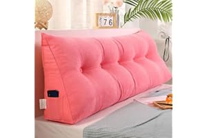 AZVFLY Rückenkissen Lang Rechteck Hohen Rückenlehne Kissen Waschbar Abnehmbar Kopfteil Lesekissen Lendenkissen für Bett Rückenstützkissen mit Seitentasche Keil-Kopfteilkissen