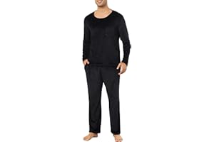 Vlazom Pyjama Homme Polaire Hiver Ensembles de Pyjama à Manches Longues Vêtements de Nuit Chaud