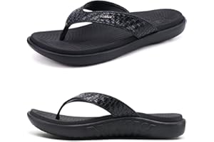 KuaiLu Tongs Femmes Sandales en Cuir de Mode été Avec Support de Orthopédique Tongs de Plage et Claquettes de Piscine