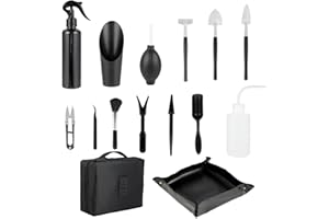 WINDFROMORT Mini Gartenwerkzeug Set - Bonsai Werkzeug Set - 13 Stück wasserdichte Pflanzmatte 50x50cm mit - Umtopfmatte für Gartenarbeit, Umtopfen, Sukkulenten, Pflanzenpflege