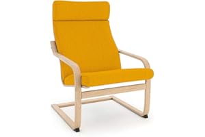 Vinylla Armchair Replacement Cover Made for Ikea Poang Chair (Cushion Design 3, Polyester - Yellow)