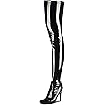 Women's Patent Leather PU Thigh High Boots Pointy Toe Side Zip Pointed Toe Stiletto High Heel Over The Knee Boots