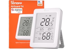 SONOFF SNZB-02DR2 AirGuard TH, Indoor Smart Zigbee Temperature and Humidity Sensor, 3.6'' LCD Display, App Monitoring with ch