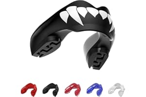 SafeJawz Mouthguard for Braces, One Size Re-mouldable Gum Shield with Case for Boxing, MMA, Rugby, Martial Arts, Judo, Karate, Hockey and All Contact Sports (Fangz)