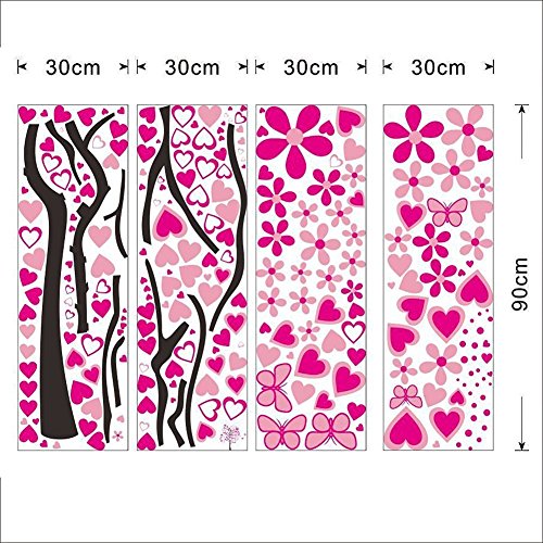 ElecMotive Riesige Herz Baum Schmetterling Abnehmbare Wandaufkleber Wandtattoo Wandsticker Aufkleber DIY für Wohnzimmer Schlafzimmer Kinderzimmer mit Geschenkkarton - 4