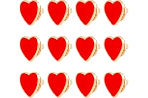 SMOMEND 12 Piezas Broches en Forma de Corazón Rojo, Alfileres de Corazón de Esmalte Rojo para Ropa Bolsos y Sombreros, Accesorios Elegantes para Bodas Fiestas San Valentín