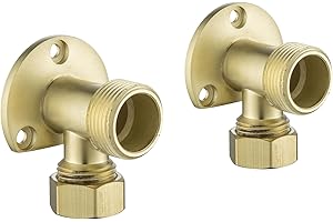 GULICA Backplate Wall Elbows, Thickened and Heavy Brass Material, Shower BAR Valve TAP External Pipe Work Wall Mount Backplate Wall Elbows Brushed Gold