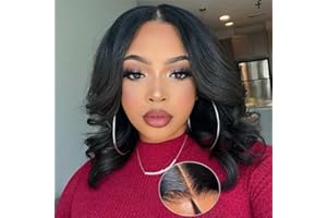 UNILO Perruque Femme Naturelle Brésilien Body Wave Perruque Sans Colle Bob Wig Human Hair Perruque Cheveux Humain 4x4 Lace Wig Human Hair 14 Pouce.