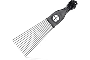 NUENEN Peine Afro de Metal Peine Ahuecador de Pelo Rizado Peinetas Africanas Retro de Hombre Peine de Púas Anchas Afro Pick Comb para Rizos Peluquería Accesorios Cabello, Negro (Estilo Clásico)