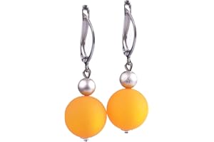 Adi Modeschmuck Ohrringe 'Mara', leichte Klappbrisur mit einer Polaris- und einer metallic lackierten Acrylperle in vielen attraktiven Farben, handgefertigt in Berlin