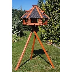 Deko-Shop-Hannusch Nr13s Mangeoire à oiseaux de luxe sur pieds avec toit en crépi Taille XXL 70 x 45 cm