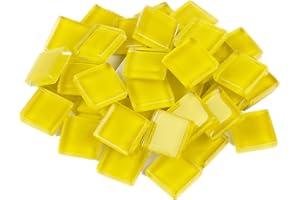 ANKTILY Carreaux de mosaïque en verre carrés de 200 g pour loisirs créatifs, décoration, 1,5 x 1,5 cm (jaune)