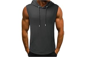 LOMELOMME Ärmellose T-Shirts Herren Festival Outfit Sommer Mit Kapuze Tanktop Sommer Trägershirt Mit Kapuze Gym T-Shirts Tshirt Mit Kapuze Lung Tanktops Unterhemd Axelshirt
