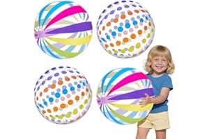 Farnirvana Lot de 4 ballons gonflables - 40 cm - Multicolore - Rayures - Jouet de piscine - Pour piscine, plage, activités de plein air