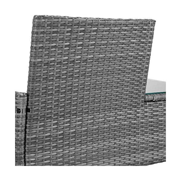 VonHaus 2 Seater Rattan Companion Chair - Wicker Conservatory Loveseat - Outdoor, Garden or Patio Double Seater Armchair with Drink Glass-topped Table and Removable Cushions - Grey - Image 7